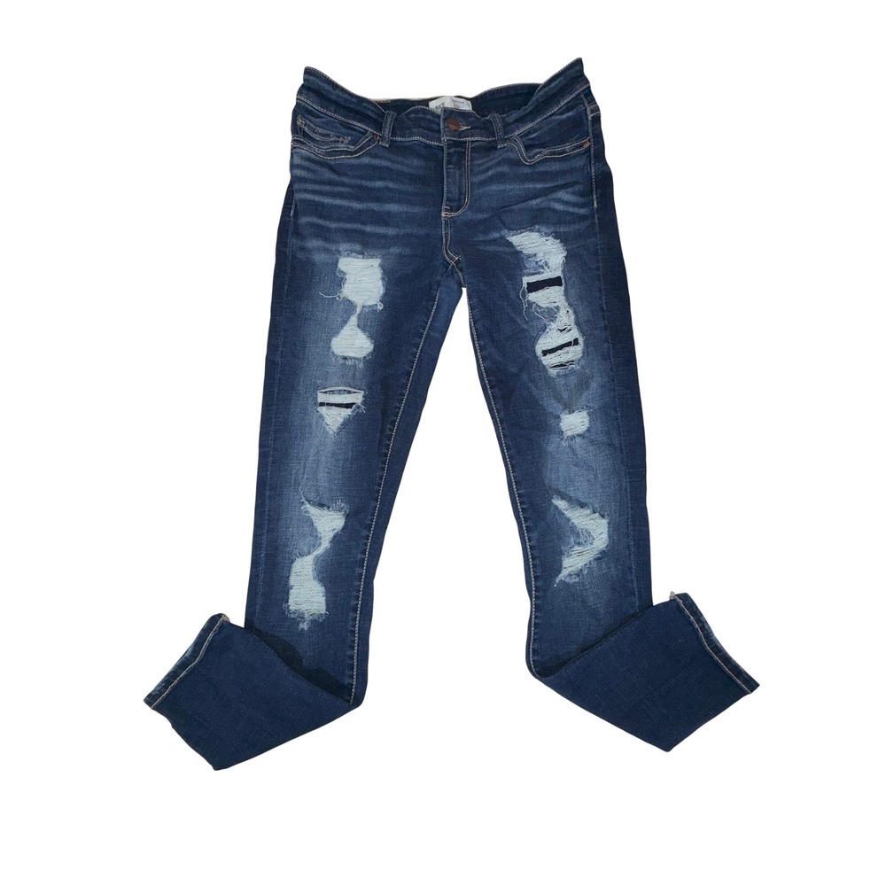 BKE Payton Ankle Skinny Jeans Womens 27 Blue Mid Rise Distressed Stretch